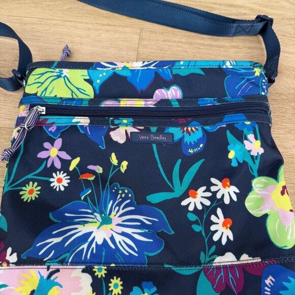 Vera Bradley Lighten Up Slim Crossbody Bag Purse Dark Blue Floral Casual Nylon - Picture 2 of 15